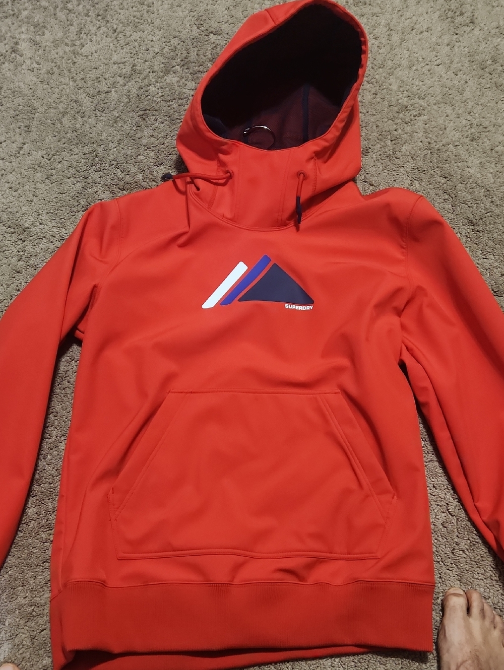 Superdry Red Hooded Sweatshirt with Tri-Stripe Logo